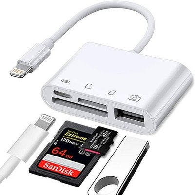 Adaptador de lector de tarjeta de memoria para computadora iPhone iPad Macbook
