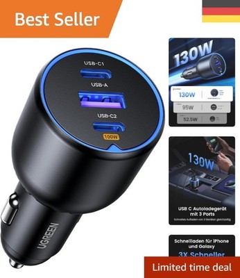130W USB C KFZ Ladegerät - Schnellladen für MacBook & iPhone in jedem Auto