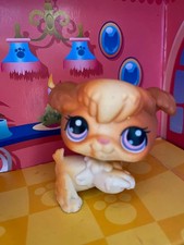 Petshop LPS Hasbro chien bichon frisé yeux violets # 37  GEN 1 aimant rose patte