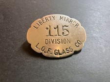 Vintage 1930's Employee Badge Pin Liberty Mirror L.O.F. Glass Co Pittsburgh