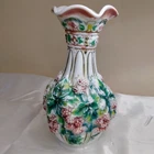 Rare Painted Vintage Imperial Glass Loganberry White Milk Glass 10 Inch Vase