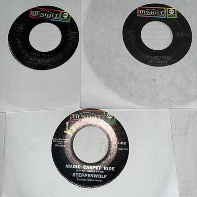 Steppenwolf 7  Lot 3 Vinyl 45 Magic Carpet Ride  68 Move  69 Twisted  70 Dunhill
