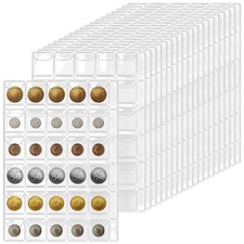 600 Pockets Coin Sleeves 20 Sheets Coin Holders for Collectors Plastic Coin Prot