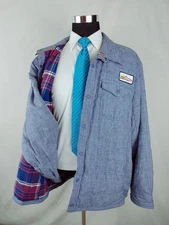 Orvis Shirt Jacket Mens XXL Blue Gray Quilted Hunting Coat Cotton Flannel Lined