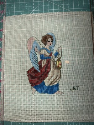 Vintage needlepoint  Joan Thomasson Angel With Lantern Needlepoint Canvas