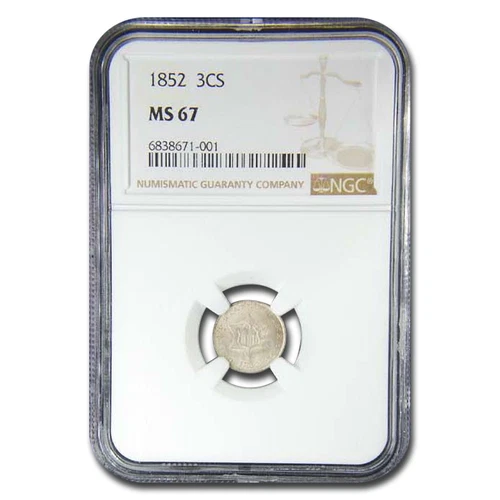 1852 Three Cent Silver MS-67 NGC