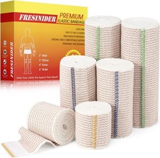 Premium Elastic Bandage Wrap, 6 Pack 2x2, 2x4, 2x6 Cotton Compression Bandage