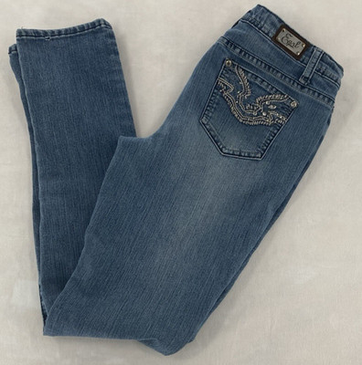 Women s Earl Jeans Size 6 Straight Leg Back Pocket Rhinestone Medium Wash
