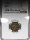 1859 Indian Head Cent NGC XF45 Circulated First Year Type Coin 1C