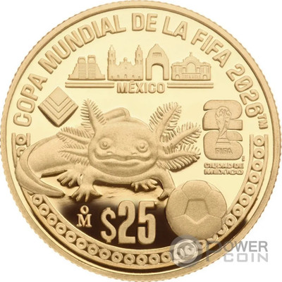 2026 Mexico FIFA World Cup 25 Pesos Coin Mexico City Axolotl Soccer