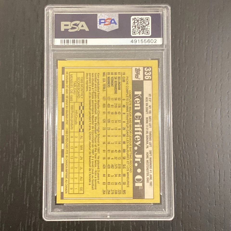 1990 O PEE CHEE KEN GRIFFEY JR RC MARINERS RARE PSA 9 Mint. RARE RC. LOW POP. - Image 2 of 4