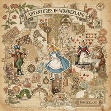 Alice In Wonderland Collage Page Junk Journal Scrapbook