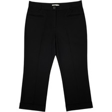 Betabrand Dress Pant Yoga Pants Black Cropped Cuffed Straight Leg Petite Large