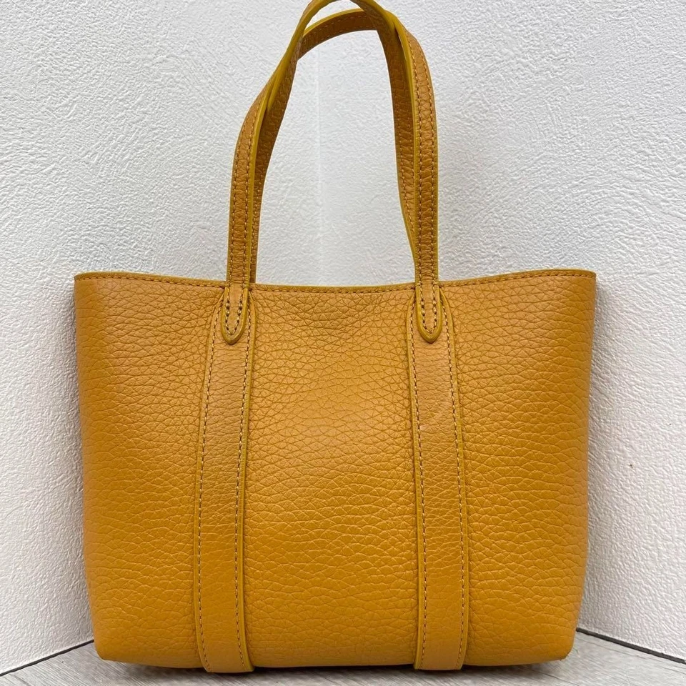 MULBERRY Bayswater Mini Bolso de Mano 2 Vías Bolso de Hombro Cuero Amarillo Auténtico Foto 3 de 4