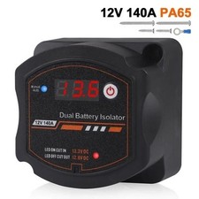 Dual Battery Isolator 12V 140A Voltage Sensitive Relay Digital Voltmeter - Black