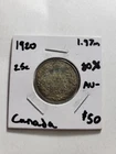 1920 Canada 25 Cents XF-AU(Corroded) - 80% Silver - Foreign Coin - KM# 24a