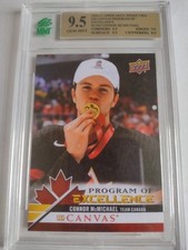 2020-21 Upper Deck Canvas POE Rookie Young Guns Connor McMichael Graded MNT 9.5