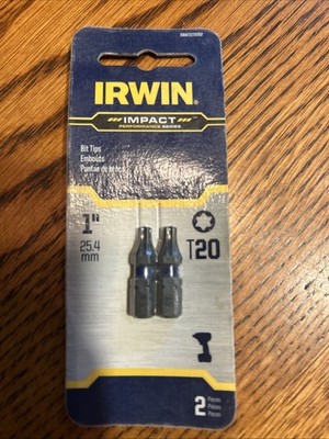 New Irwin IWAF31TX202 T20 Torx Impact Bit Tips, 1'' Length, 2 Pack
