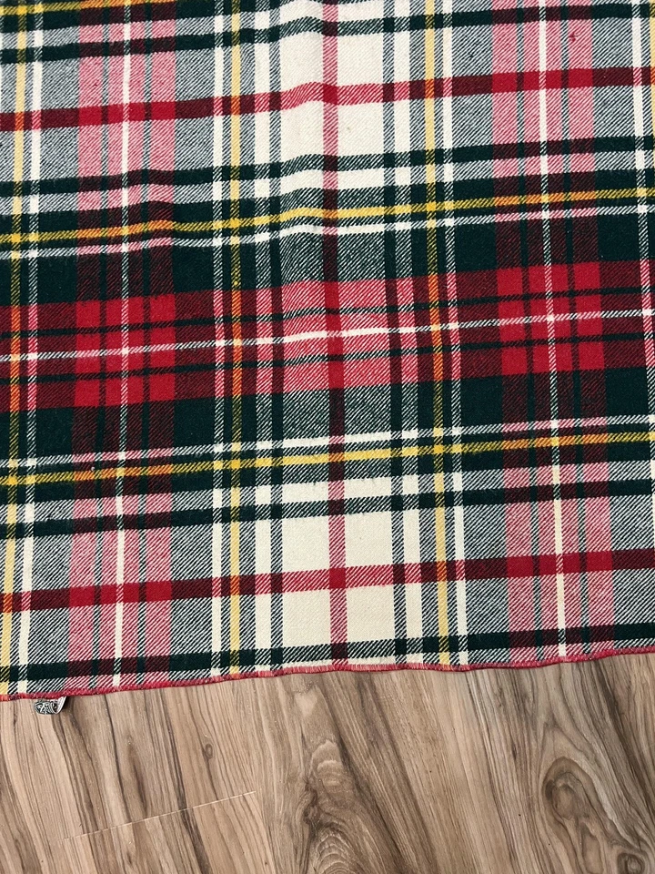 VTg L.L.Bean Wool Plaid Camp Blanket Throw Red Green Tartan Check Pattern Stadiu - Image 2 of 4