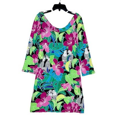 Tori Richard Dress Small Parrots Macaw Hibiscus S Honolulu Tropical Print Birds