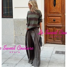 ZARA WOMAN FW25 BROWN/TAUPE ZW COLLECTION FRONT PLEAT PANTS 6136/245/737