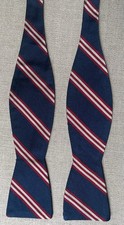 Vintage Silk Bow Tie A.B.Bow Co. Blue w/ Red White Stripes Self-Tie 2.25"