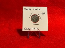 CLEANED COINS &ndash; THREE PENCE 1919 (SILVER) &ndash; SEALED IN WHITE SLEEVE