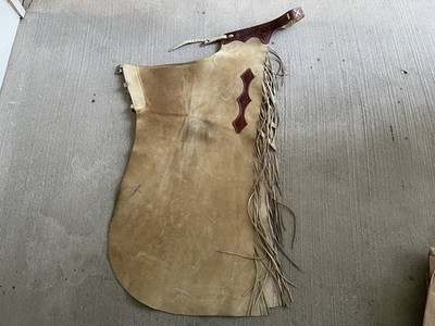 Vintage 36  to 38  Leather Cowboy Chaps Batwing Rodeo Western Custom Old West