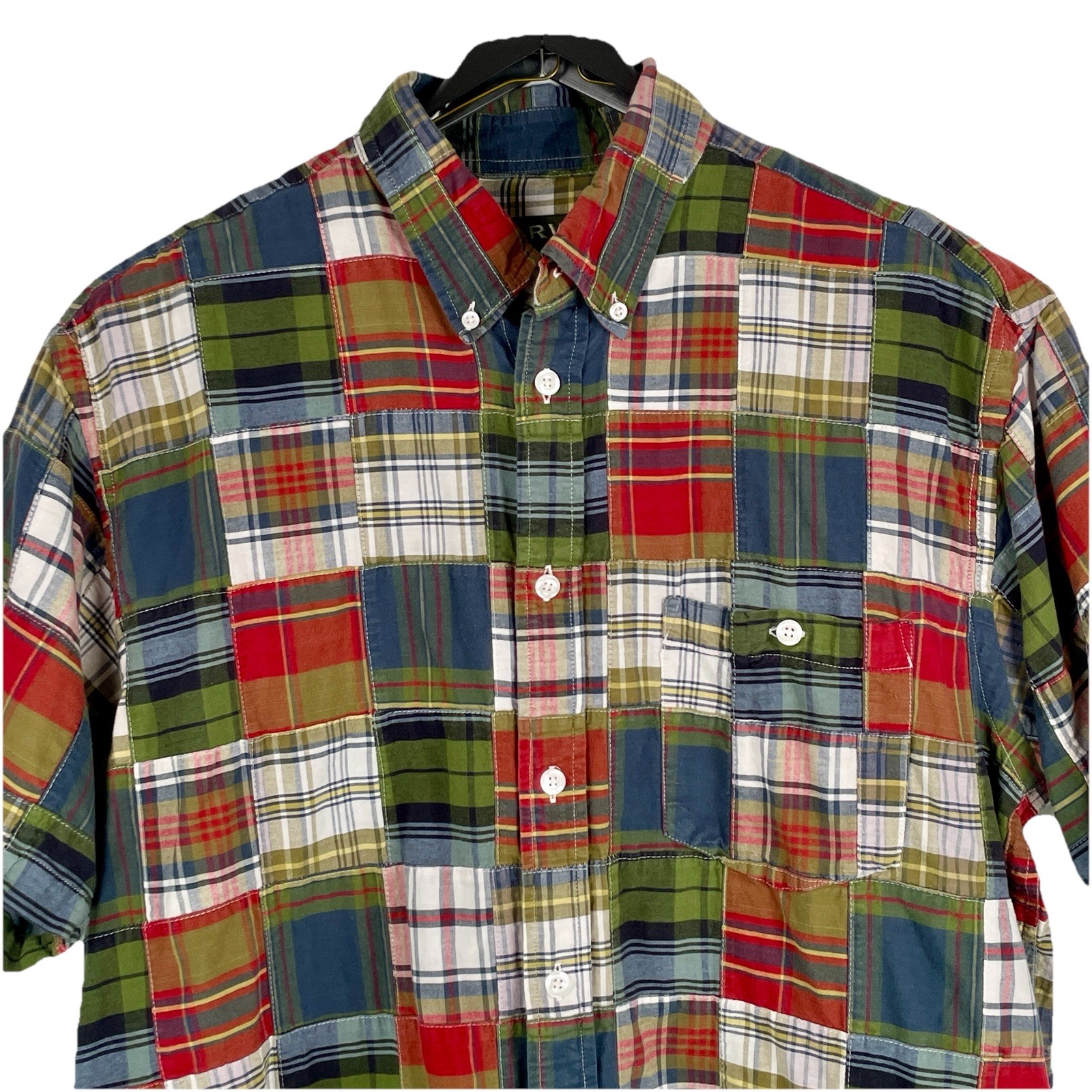 ORVIS Patchwork Madras Plaid Button Down Shirt Me… - image 2