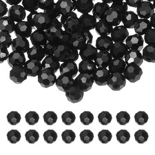 8mm Round Crystal Beads, 100 Pcs Glass Faceted Ball Bead, Black