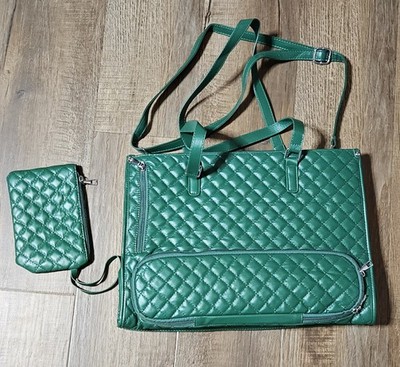 Emerald Green Tote Bag with Lunch Compartment and matching wristlet