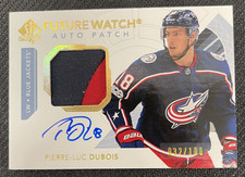 2017-18 UD SP AUTHENTIC PIERRE-LUC DUBOIS #150 FW ROOKIE AUTO PATCH #ed 32/100