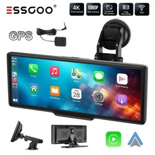 ESSGOO 4K Dash Camera 10.26" Car DVR Camera Wireless Apple CarPlay Android Auto