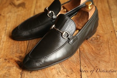 Gucci Schwarz Leder Silber Bit Halbschuhe Schuhe Herren UK 10,5 US 11,5