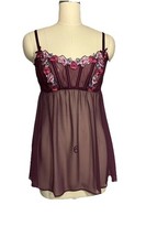 Victoria's Secret NWOT Sz L Slip Dress Mini Chemise Floral Appliqu s Nightie