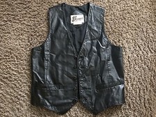 BERMANS THE LEATHER EXPERTS MENS BLACK LEATHER VEST VTG MOTORCYCLE BIKER SIZE 38