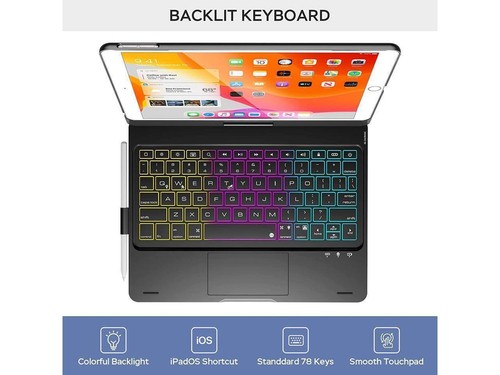 Keyboard Case for iPad 10.2 inch 9th 8th 7th iPad Air 3 iPad Pro 10.5 + Trackpad - Picture 2 of 10