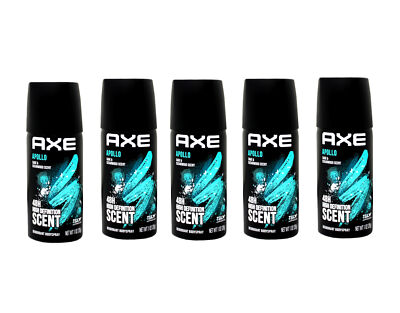 5 Pack of Axe Body Spray Apollo, Travel size, 1 Ounce