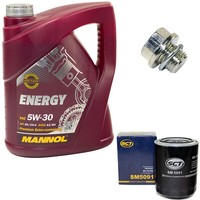 MotoröL ÖLfilter SM5091 5W30 5Liter + ÖLablassschraube FüR Hyundai Mitsubishi