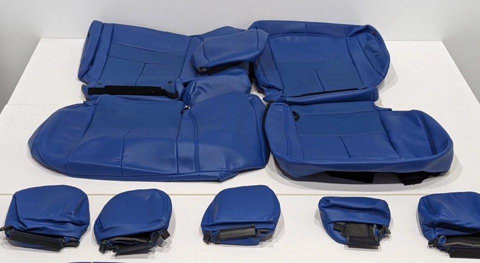 适用于日产 Murano S SV 2019 - 2024 蓝色皮革座椅套 A24 — 第 2/4 张图片