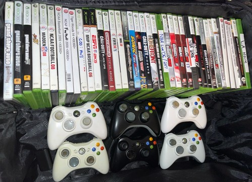 Xbox 360 Bundle Console 45+ Discs + 6 Controllers, Chargers $3000 Retail Value - Picture 2 of 6