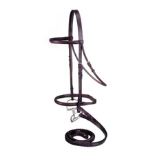 Silver Fox Horse Sized Brown Leather Snaffle Bridle w/Plaited Reins  20-18132