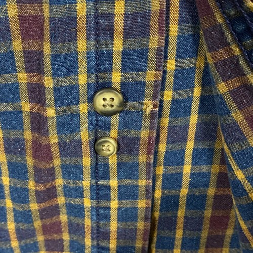 Vtg Lee Mens XL Long Sleeve Button Up Shirt Blue Burgundy Plaid Twill Pocket - Picture 5 of 14