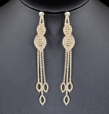 Dangle Leaves Long Austrian Crystal Rhinestone Chandelier Dangle Earrings E132g