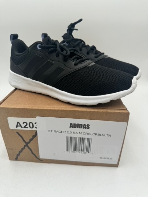 ADIDAS WOMEN’S QT RACER 2.0 RUNNING SHOES SNEAKERS BLACK WHITE SIZE 8.5 ADIDAS WOMEN’S QT RACER 2.0 RUNNING SHOES SNEAKERS BLACK WHITE SIZE 8.5