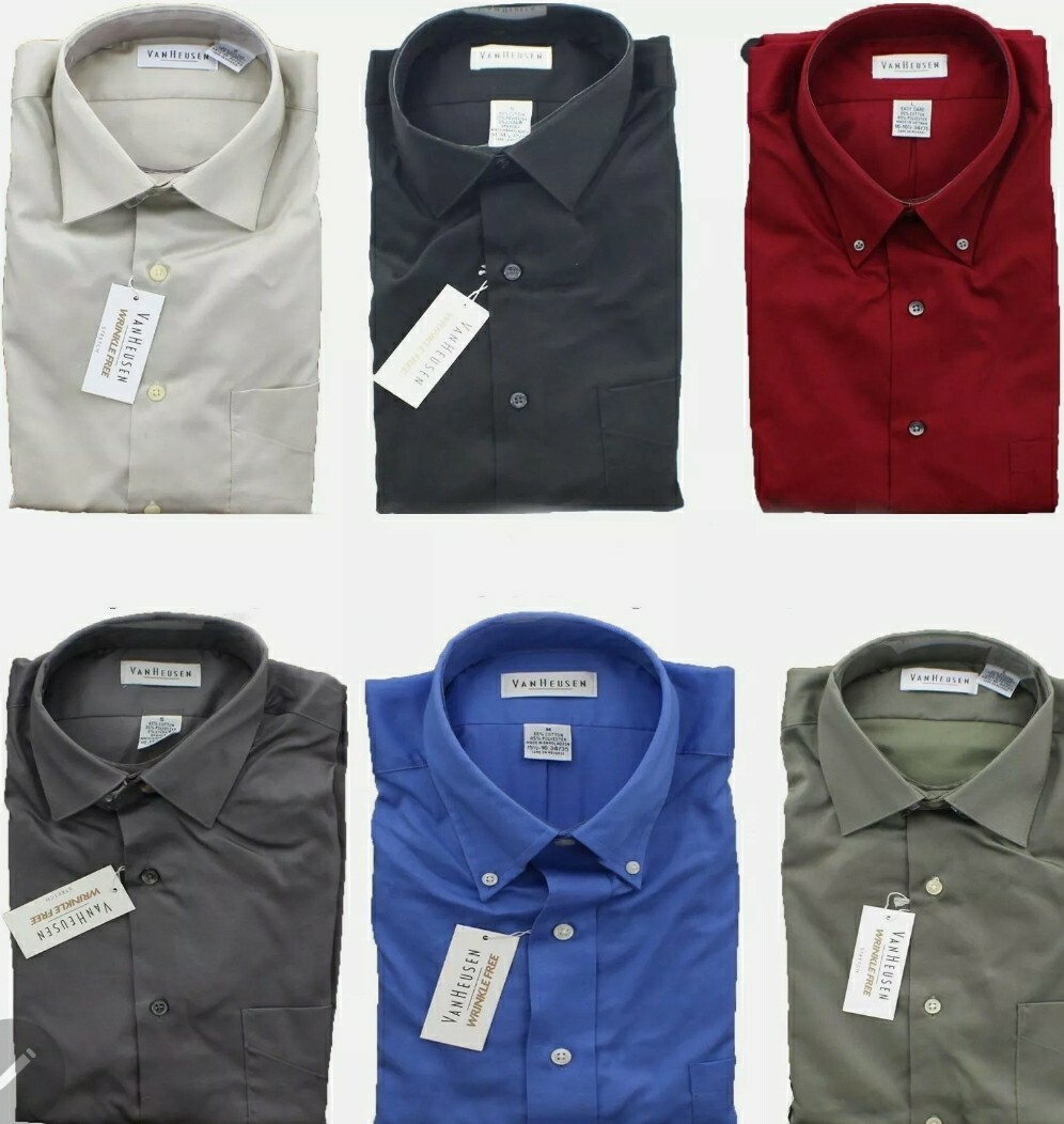 Macy's Van Heusen Shirts Van Heusen Men's Stretch Dress Shirt - Fitted Lux  Sateen Spread Collar, Wrinkle Resistant, Blue Velvet 15.5 Neck 34-35 Sleeve  Wrinkle Resistant Fabric