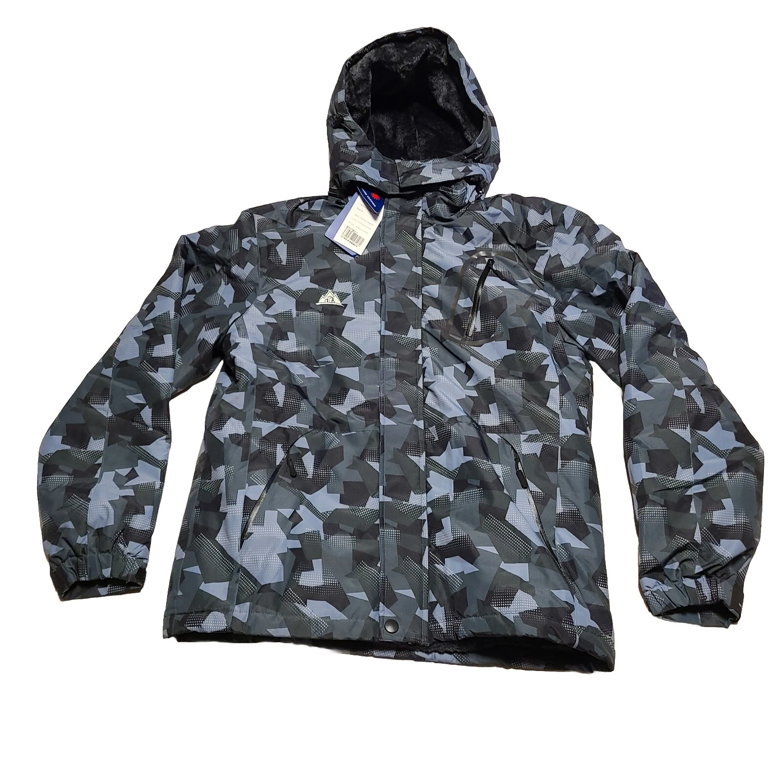 Moerdeng Mens Size Medium Stylish Winter Jacket Black Camo Snow Ski