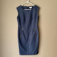 Calvin Klein sz 8 blue pocketed studded sheath Dress