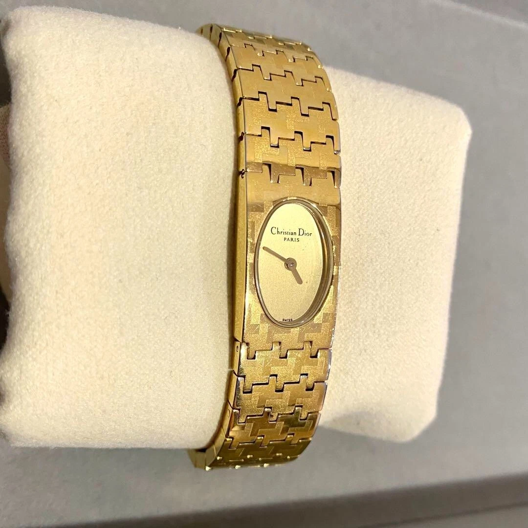 Montre Femme Christian Dior Visage Ovale Maillon Or Analogique Quartz Occasion