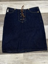 Vintage Guess Jeans Mini Denim Skirt Medium Wash Lace Closure Size 24 USA Made